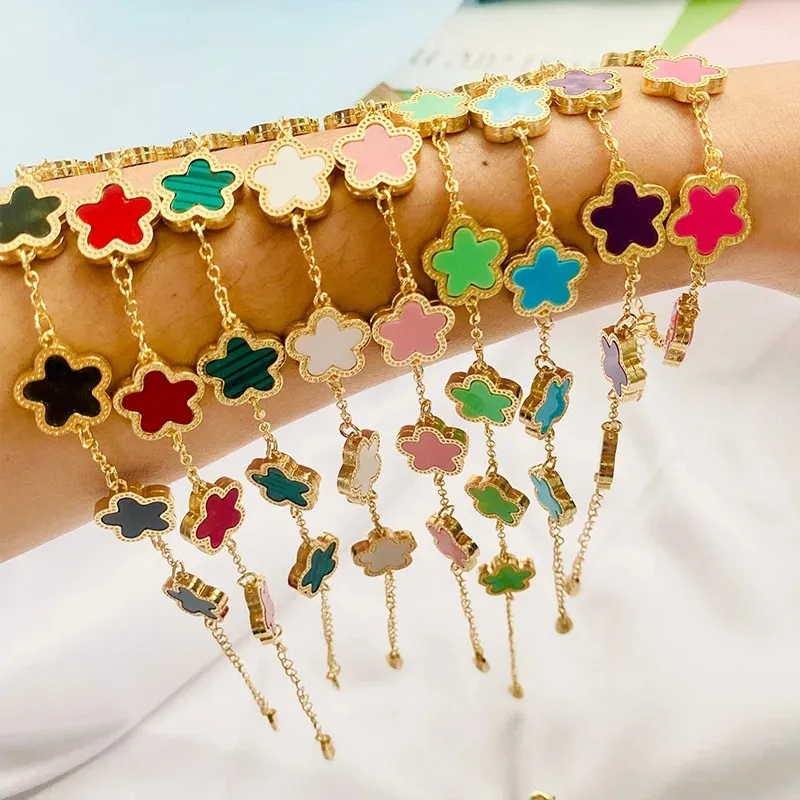 DHgate.com:Double Clover Charm Bracelet, Gold Plated