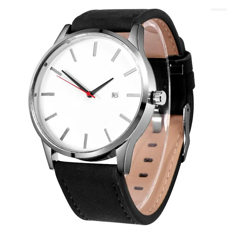 Zegarek na rękę proste męskie obserwuj duże wybieranie kalendarza Pasek Pasek Mężczyzn Sport Sport Casual Quartz Watches Skórzane relogio męskie relojes hombre