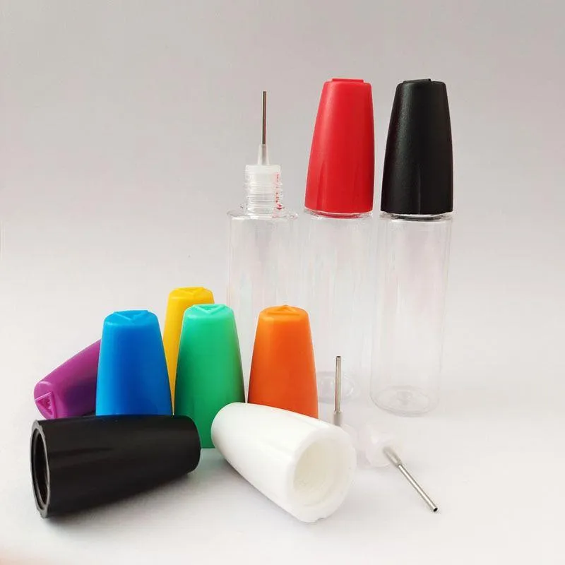 Metal uçlu plastik damlalık şişeleri 10ml 15ml 20ml 30ml Sıvı Pet Şişe Şişesi Buhar Suyu için Boş iğne şişesi CVEHH