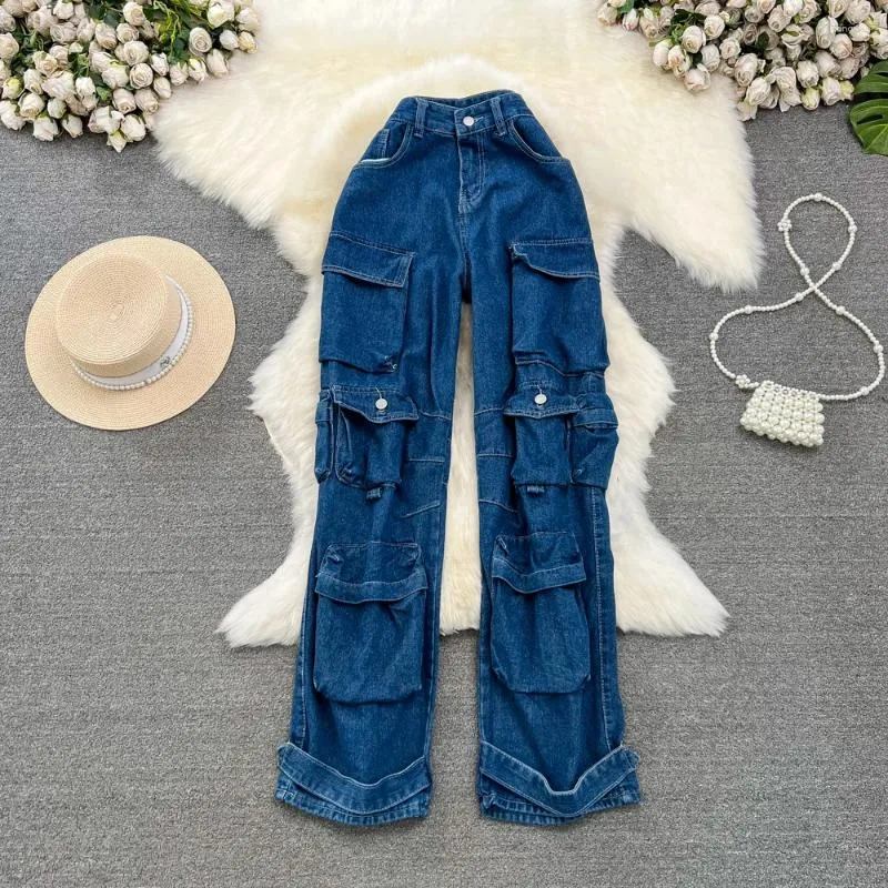 Women's Jeans Spring Cargo Pants Multi-pockets Overalls Harajuku Stays Women Loose Casual Trousers Straight Mopping