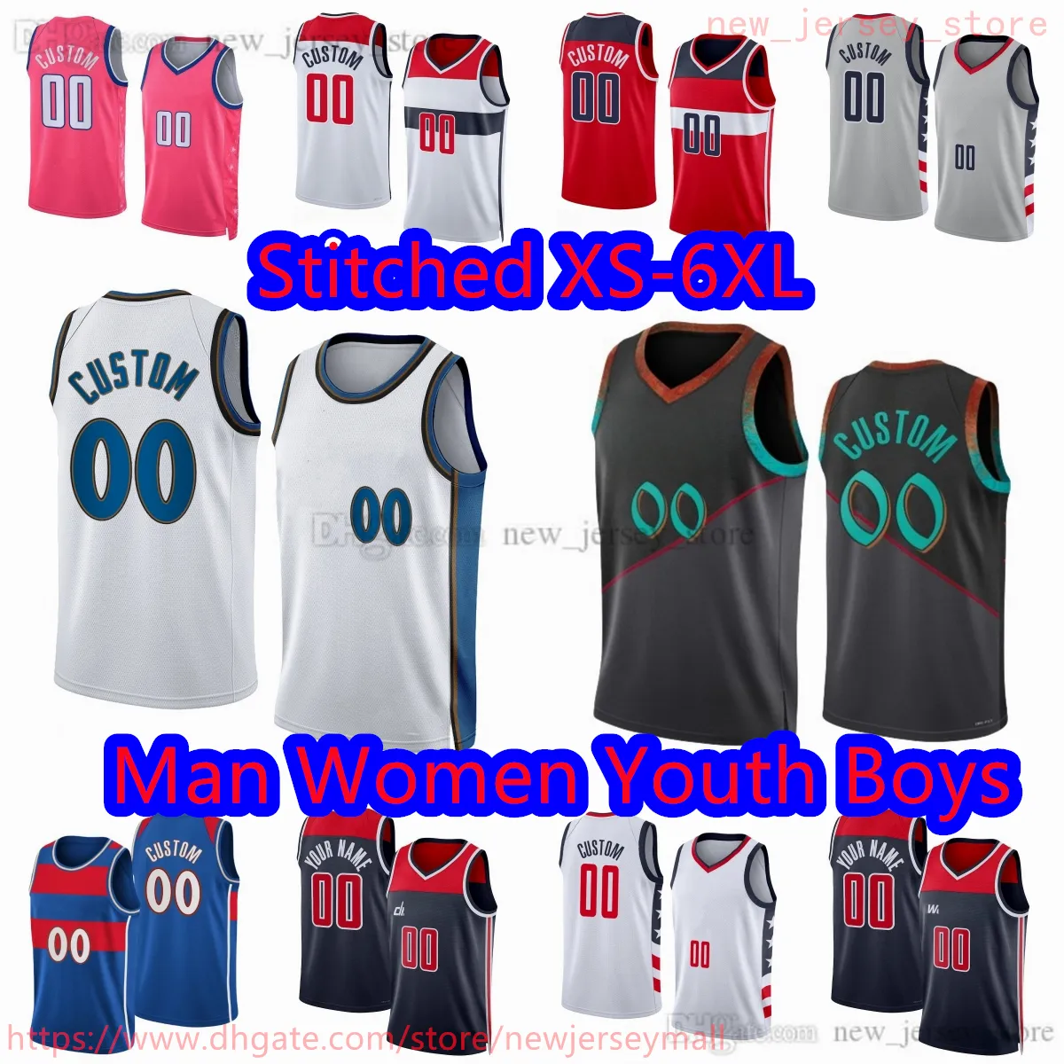 Personalizado S-6XL Novo Basquete 13 Poole 1 Johnny Davis Jersey Costurado 33 Kyle Kuzma 21 Daniel Gafford 5 Tyus Jones 20 Landry Shamet 55 Delon Wright 24 Corey Kispert Jerseys