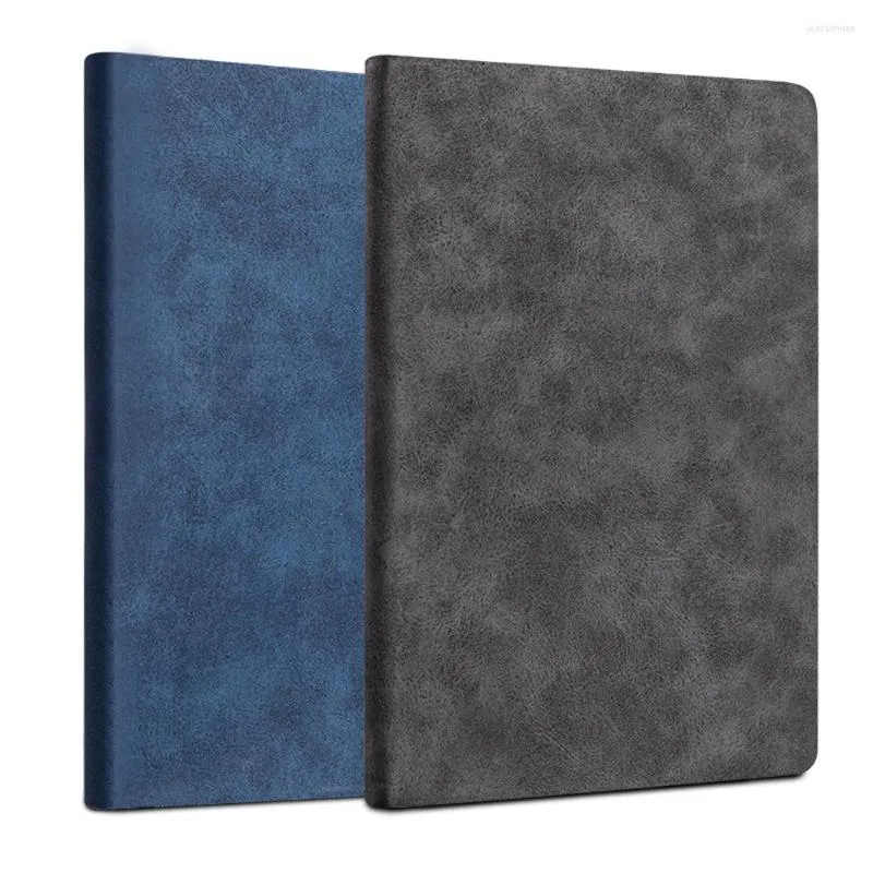 Deli 3340 PU Face Notebook Sheepes Sheepes Style A5 205x143mm 120 Sheets Pen Slip Design Blue Black Tickize Logo متاح