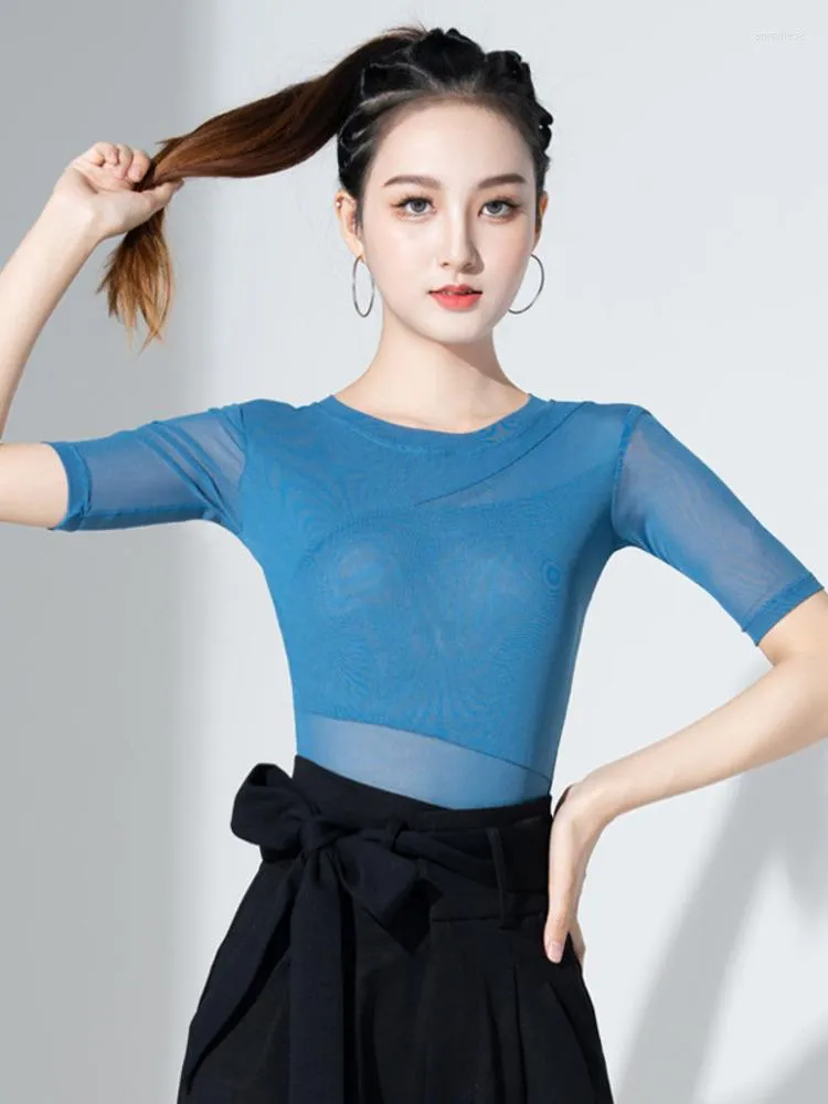 Stage Wear Solid Color Slim Fit Latin Dance Match Tops Ballroom Women's Belt Elegant Woman Deals Costume Practice Boots Modern Jazz