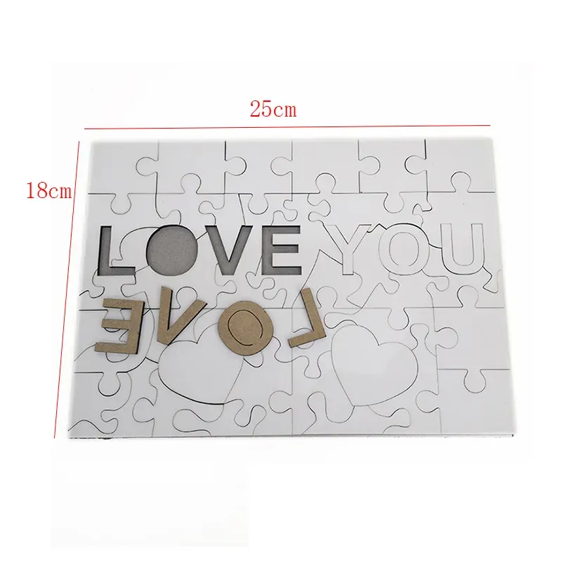 A4 Sublimation Blank Puzzle Favor Creative Love MDF Heat Transfer Jigsaw Toy DIY Valentine&#039;s Day Gift