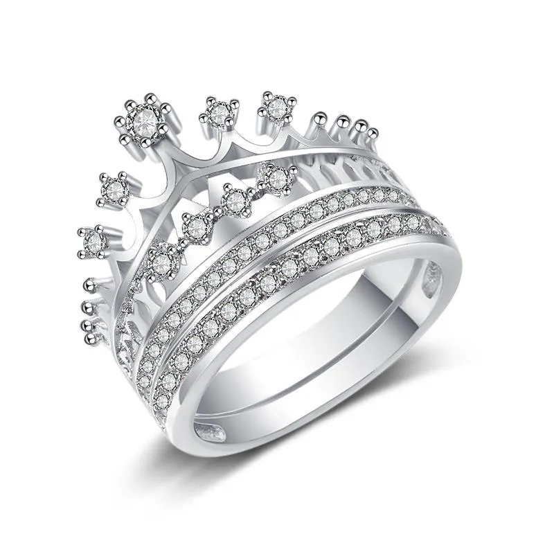 Anneaux de mariage Bague en forme de couronne Arrivée Princesse Style Femmes Doigt Haute Qualité CZ Zircone Bijoux de Fiançailles K099