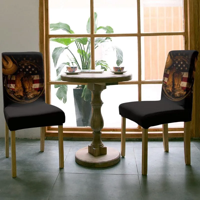 Dining Chair Back Covers American West Cowboy Spandex Elastic Dining Slipcover Removable Kitchen Seat Case Stretch Cover For Banquet From Zuiyifu 55.66 DHgate.Com
