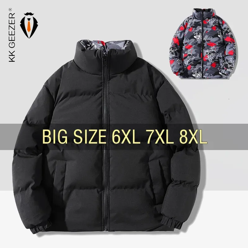 Men's Jackets Men Double Sided Cotton Oversize 6XL 7XL 8XL Plus Size 2023 Autumn Winter Black Windbreak Business Thick Warm Coat Parka 231116