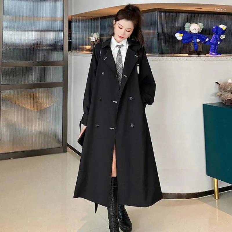 Women's Trench Coats Windbreaker Coat Women Black Fried Street Long Korean Spring Autumn British Style Jacket Trend