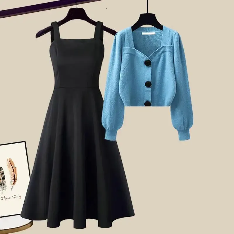 High Street Black Knitted Two Piece Suit for Women