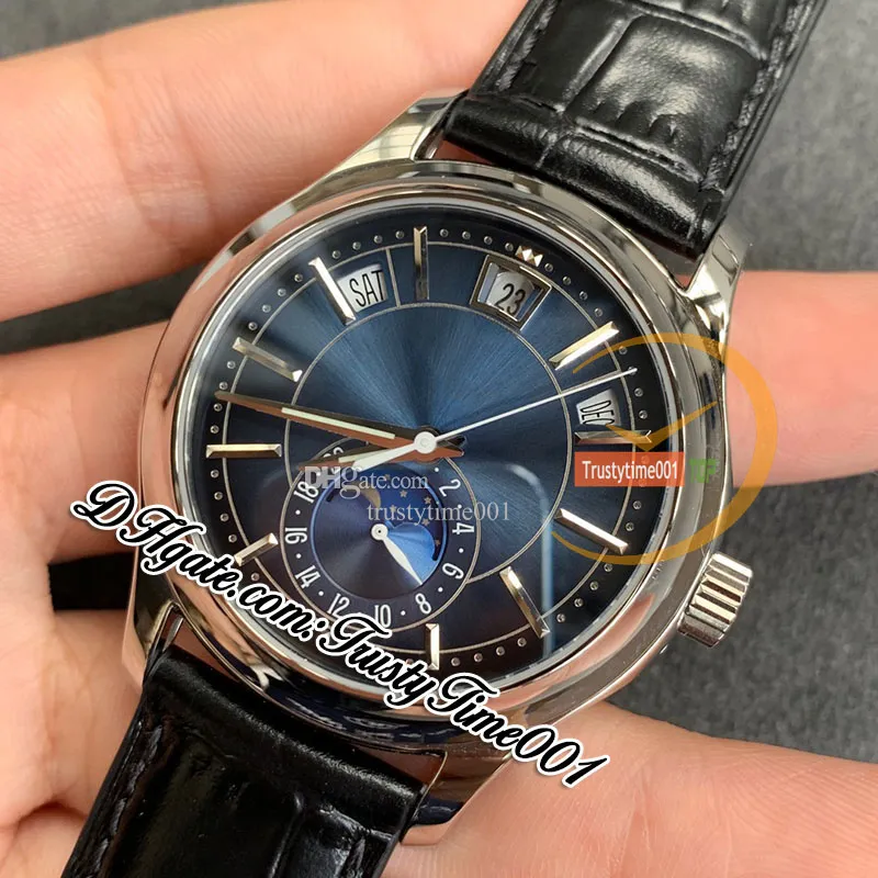 GRF V2 gr5205 A324 QALU24H/206 Automatic Mens Watch Complications Annual Calendar Rose Gold Moon Phase White Dial Leather Strap Super Edition trustytime001Watches