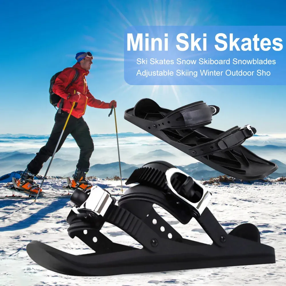 そりのミニショートスキースケートスノーボードブーツスキボードアジュアーション可能な短いミニスケートスキーシューズはバックパック231116にフィットします