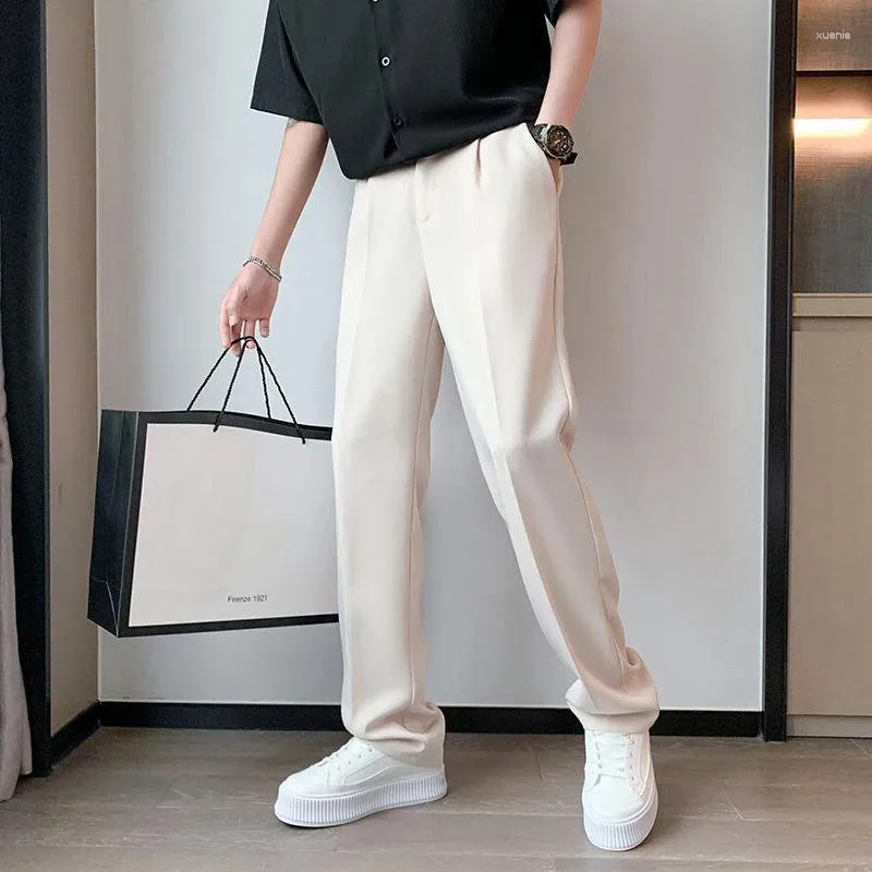 Herrbyxor Autumn Winter Kpop Fashion Style Harajuku Slim Fit Trousers Loose Casual All Match High Street Straight Cylinder Suit Pant