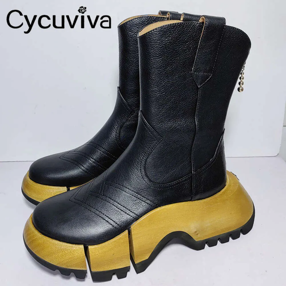 2023 stivali da combattimento alla caviglia in pelle firmati per donna stivali corti con plateau suola spessa scarpe casual piatte donna Botas Mujer