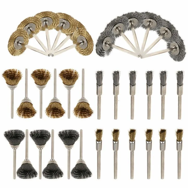 Set 3 Spazzole In Filo Metallico - Acciaio, Ottone E Nylon, Per Rimozione Ruggine E Pulizia - Foto 3