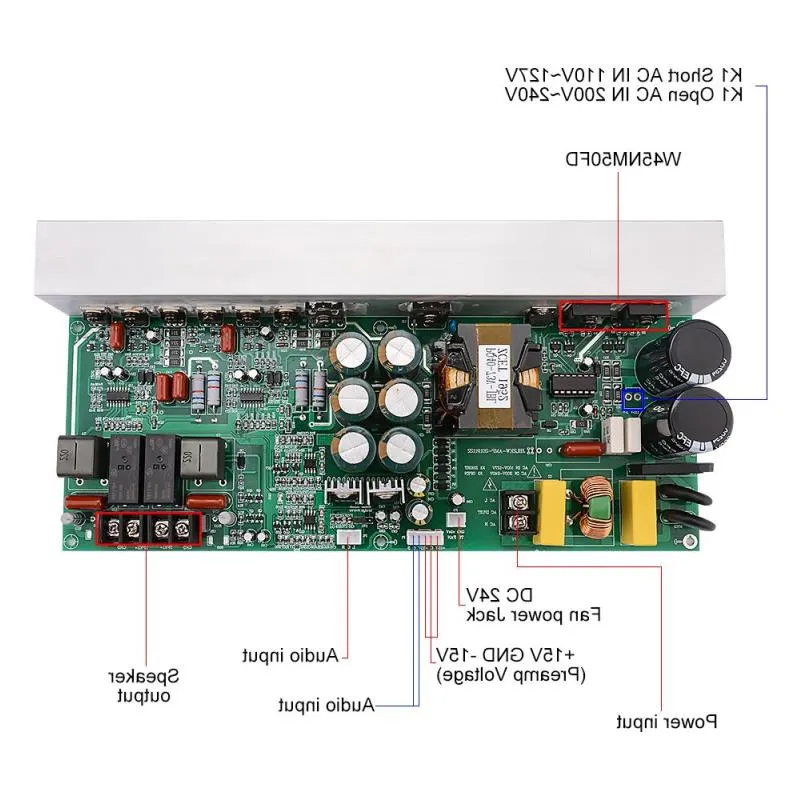 FreeshippingAC220V 500Wx2 Amplificateur numérique haute puissance Carte audio Home Cinéma Hifi Amplificateur de haut-parleur stéréo avec interrupteur d'alimentation S Jpvf