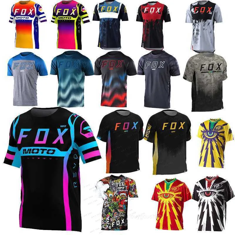 Men's T-Shirts 2023 New Motocross Mountain Enduro Bike Clothing Bicycle Moto Downhill T-shirt Hpit Fox Men Cycling Jersey MTB Shirts BMX E23