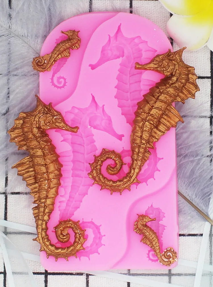 Silikonform Seahorse Cake Fondant Mold Cake Decorating Tools Shaping Chocolate Mold Diy Kök baksida 1224236