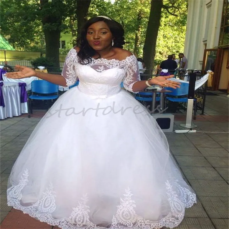 Robe de mariée africaine blanche moderne une ligne dentelle Appliques Nigeria pays robes de mariée Tulle été plage jardin robe de mariée 2024 longueur de plancher bohème Robe Mariage