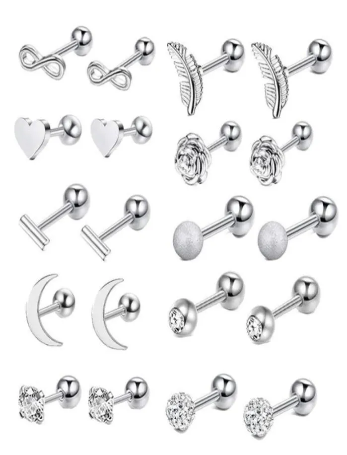 16G stal nierdzewna Księżyc Serce Cross Rose Rose Ear Helix Tragus Chrząstka Zestaw Body Kree Biżuteria dla mężczyzn i kobiet5006156