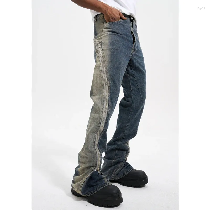 Männer Hosen High Street Seite Doppel-reißverschluss Farbverlauf Jeans Y2k Jogginghose Männer Hosen Streetwear Techwear Kleidung Kleidung
