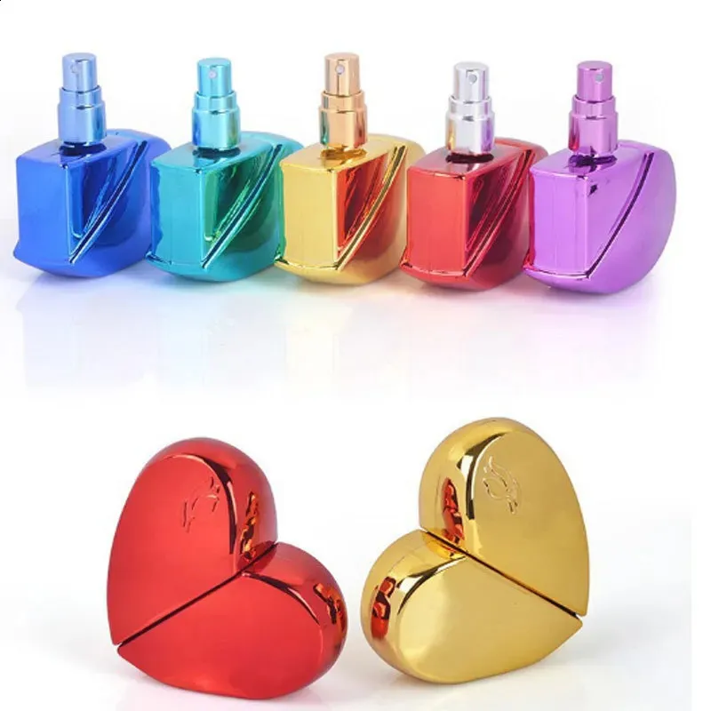 Perfume Bottle 25ml Heart Shaped Refillable Spray Perfume Bottle Thick Glass Pump Woman Parfum Atomizer Travel Empty Cosmetic Containers 231115