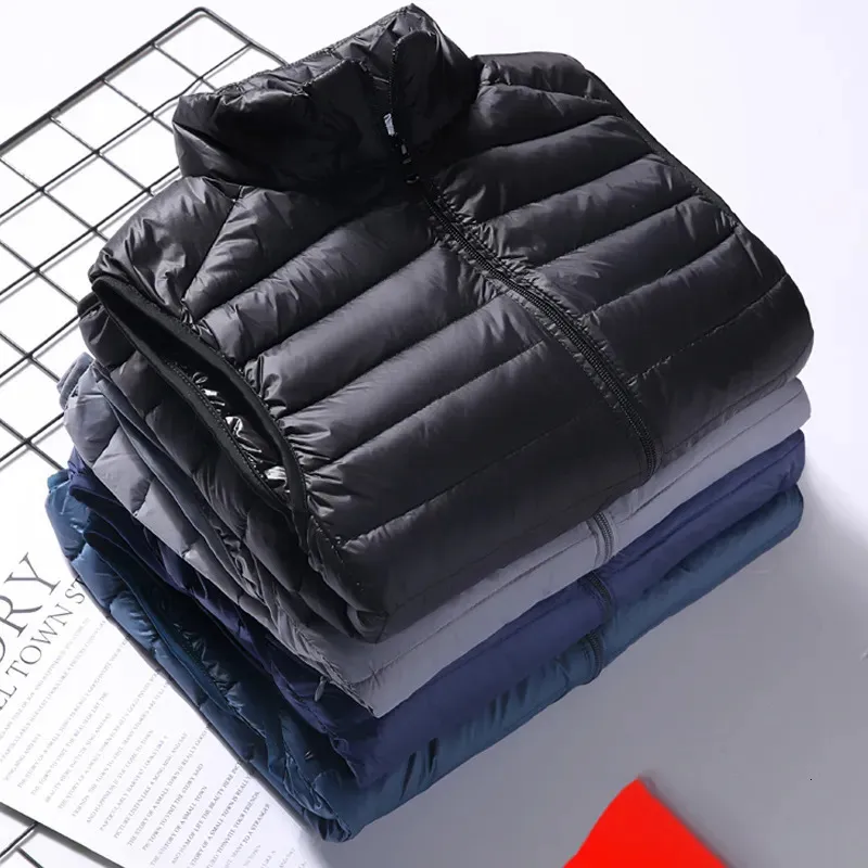 Parkas de plumón para hombre Otoño Invierno Chaleco de plumón de pato blanco para hombre Chaleco sin mangas para hombre Chaqueta ultraligera cálida Chaqueta informal para hombre de talla grande 231116