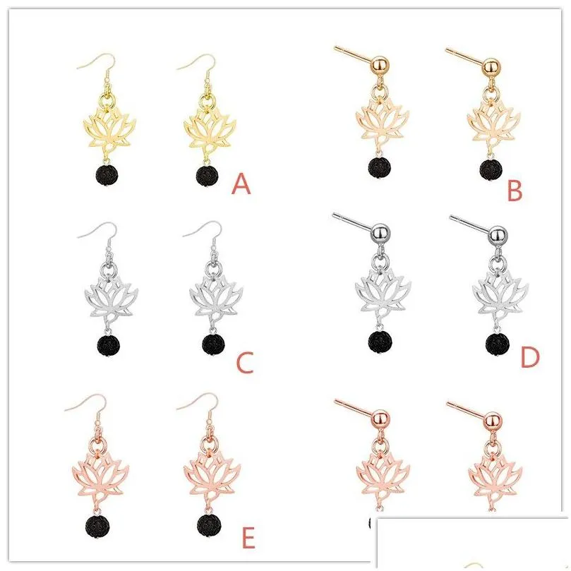 ダングルシャンデリア6 styles sierゴールドカラーブラックブラックストーンロータスイヤリングdiyアロマセラピーエッセンシャルオイルディフューザーダングルe dhgarden dhck8