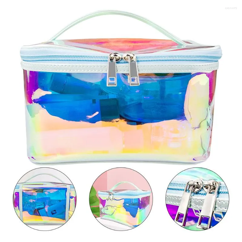 Bouteilles de rangement trousse de maquillage Train support de voyage organisateur de toilette transporter pochette en Tpu ensemble de bagages étanche Transparent Portable grand