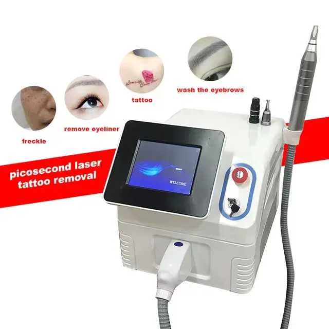 Bärbar pico -laserkolskalning och yag tatuering avlägsnande lasermaskinpriser 1064nm/532nm/755nm pico andra lasermaskin