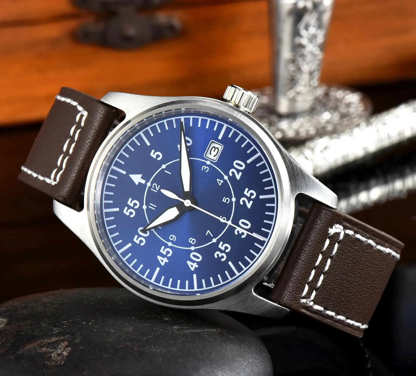 Reloj Elegante de Cuarzo con Pulsera de Cuero para Hombre – 24Joyas tienda  de compra de relojes y joyas