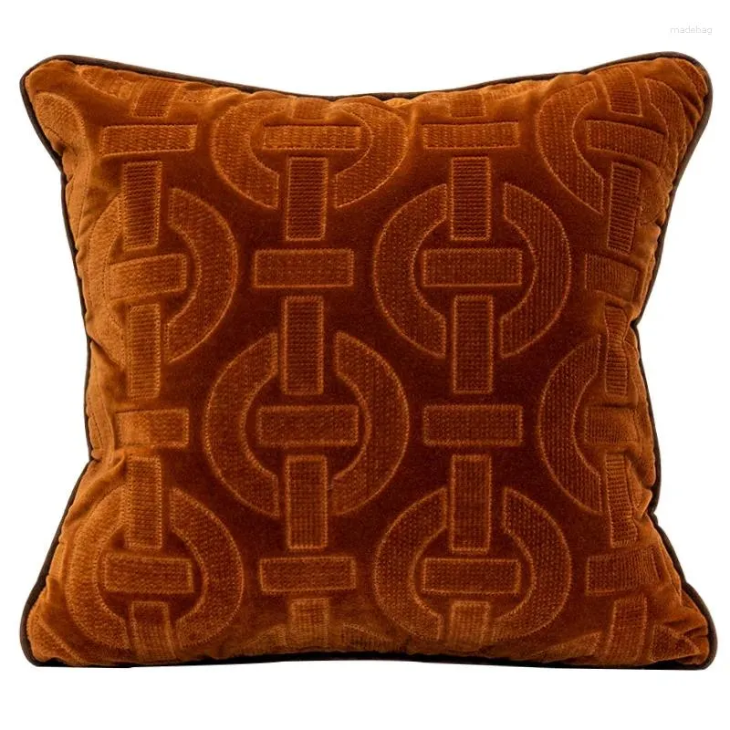 Pillow Brown Velvet Pillows Luxury Geometric Case 45x45 Decorative Cover For Sofa Modern Living Room Home Decorations