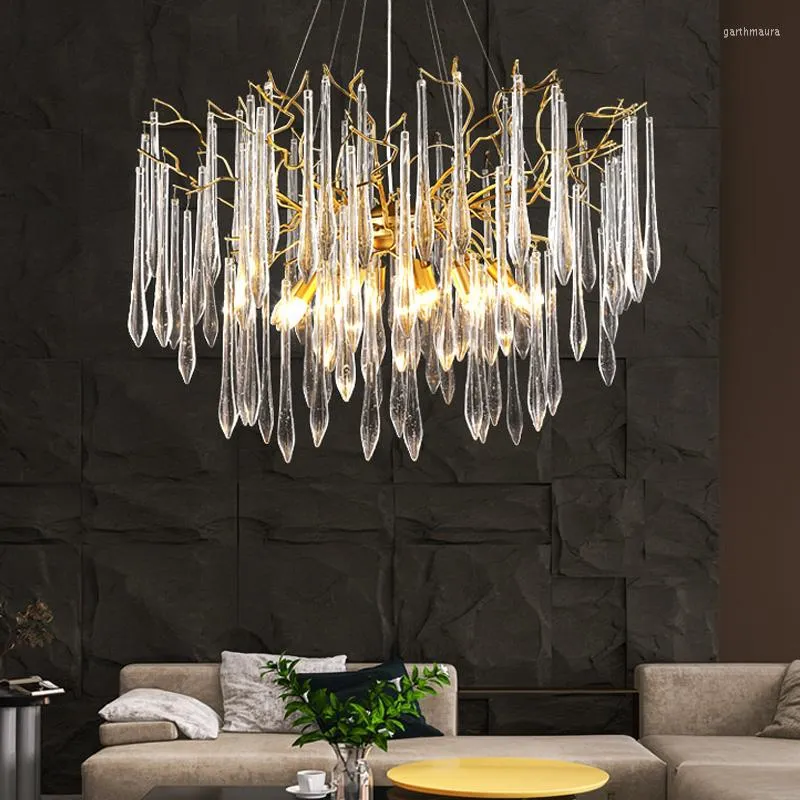 Chandeliers Luxury Crystal Chandelier Modern French Bedroom Living Room Dining Lamp Home Decor Ring Color Water Drop Lamps