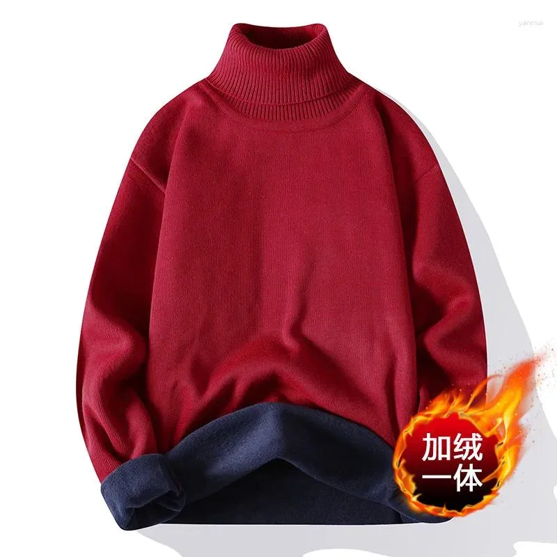 Men's Sweaters 2023 Turtleneck Thick Men Winter Clothing Long Sleeve Sweatshirt Knitted High Neck Black White Design 4XL