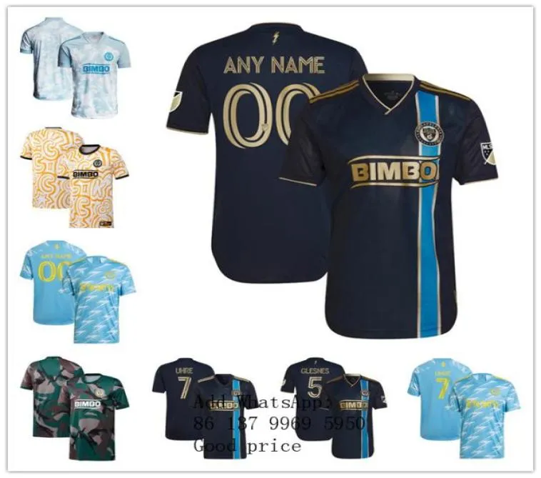 Custom Мужские женские молодежные Philadelphia Union 5 Jakob Glesnes 7 Mikael Uhre 11 Alejandro Bedoya синий 202122 New Heritage Authentic P4862800