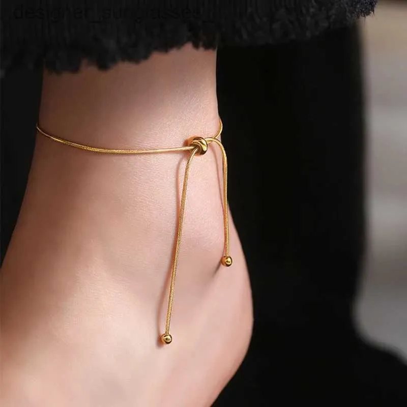 Anklets تصميم بسيط 316L من الفولاذ المقاوم للصدأ Snake Bone Chain anklet للنساء/الرجال بوهيميا ساق الساق سوار سوار accessorie Jewelryl231116