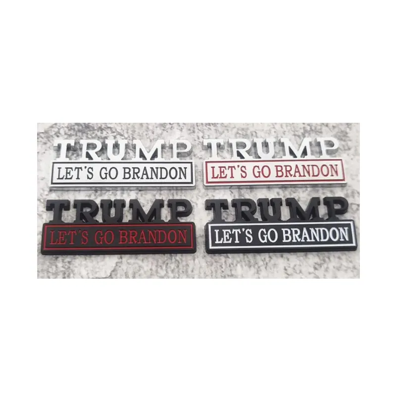 Ny ankomstfestdekoration 1PC Trump släppte Brandon Car Sticker för bilbil 3D -märke dekal biltillbehör grossist
