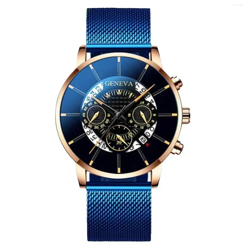 Wristwatches Luxury Men s Business Calendar Watches Stainless Steel Mesh Belt Quartz Watch Montre Homme Luxe Grande Marque Clock Gift