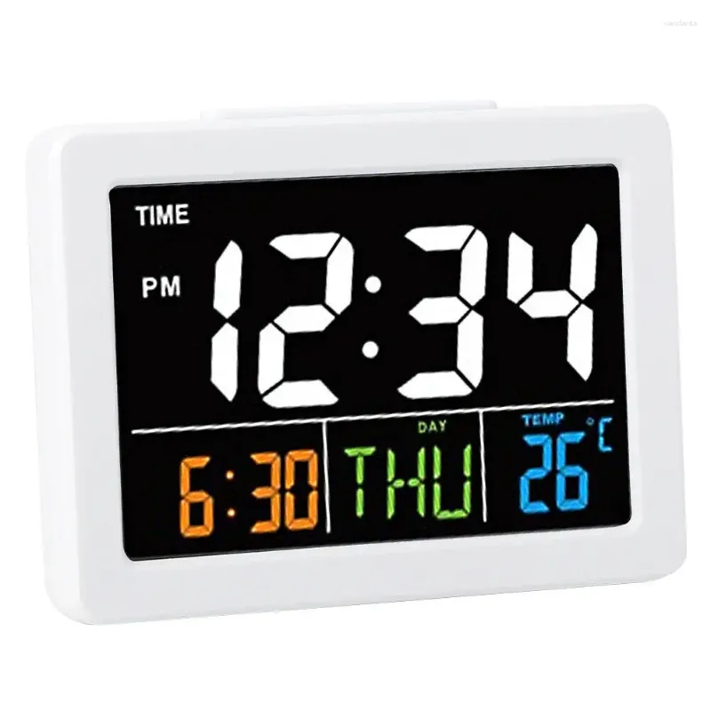 Väggklockor färg stor skärm skrivbord väckarklocka med temperaturdatum display