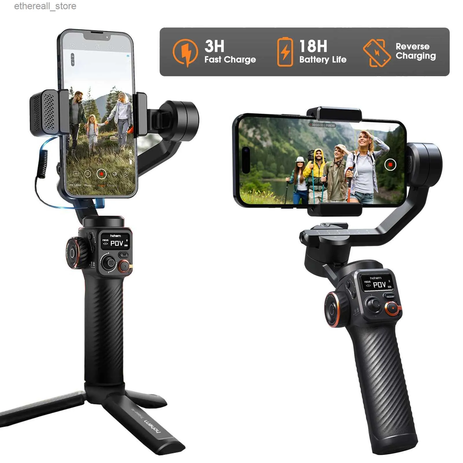 Stabilisatoren 3-Achsen-Anti-Shake-Handheld-Gimbal-Stabilisator Selfie-Stativ mit AI-Magnetfülllicht Vollfarb-Video-Vlogging für Smartphone Q231116