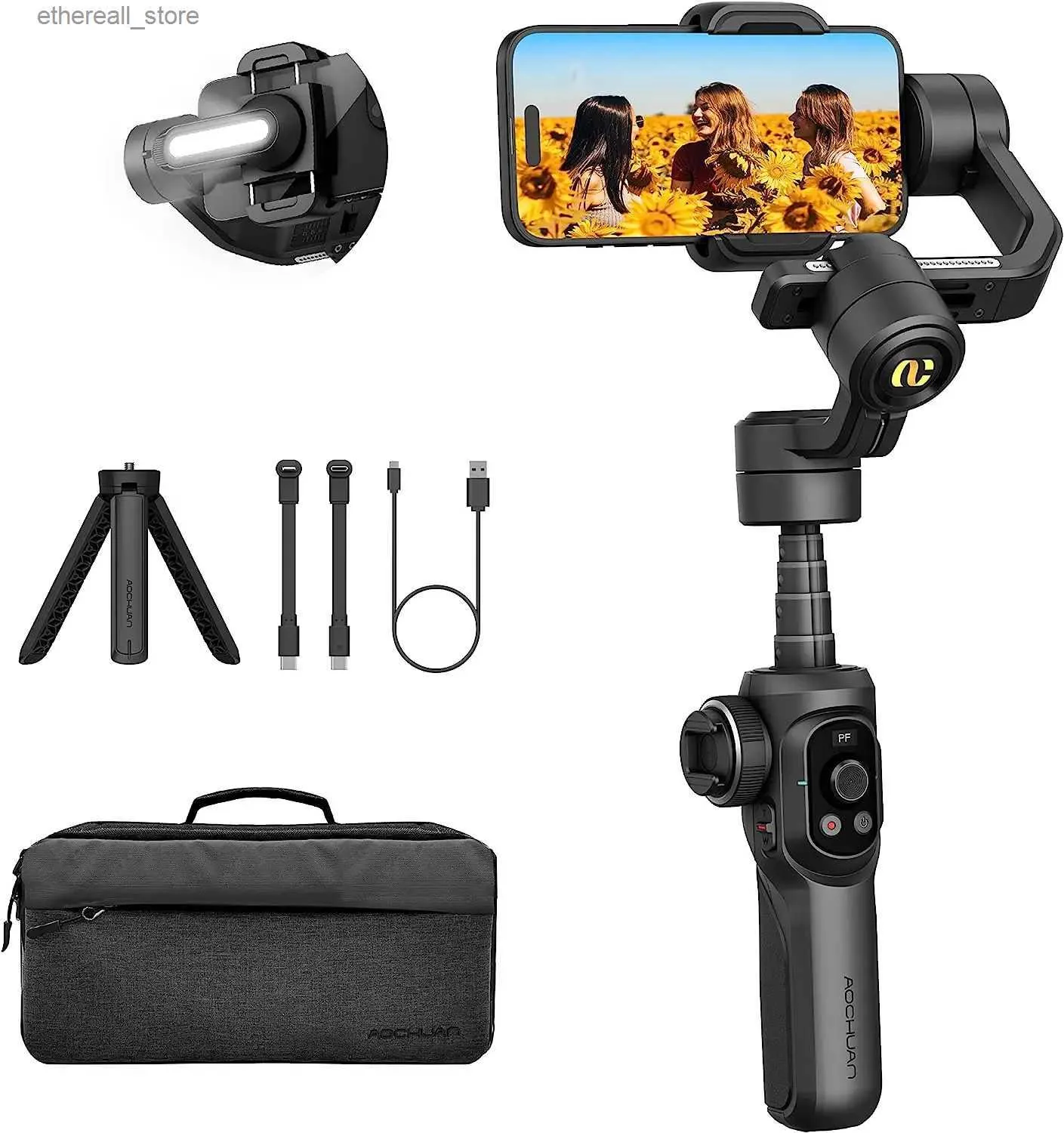 安定化剤Aochuan Smart S2 Gimbal Stabilizer for Android Professional Industry 3軸を拡張可能なロッドQ231116