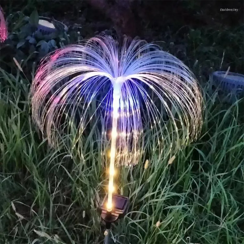 Creative LED 7-color Solar Garden Lamp Outdoor Waterproof Lawn Optical Fiber Jellyfish For Road/yard/party Decoration