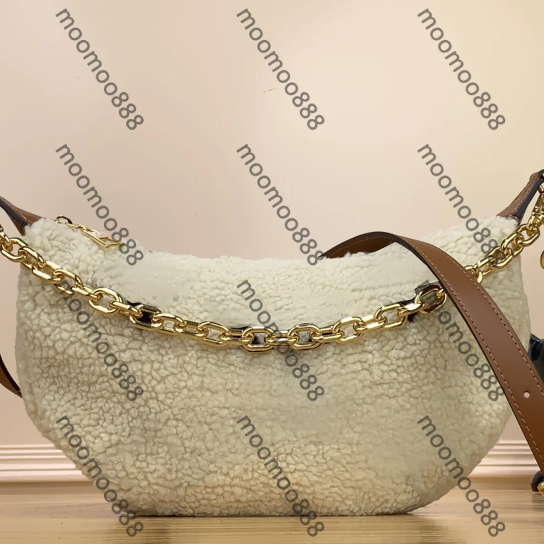 12A Designer di qualità a specchio Borsa piccola a mezzaluna Borse in shearling da donna Borsa con finiture in pelle di vacchetta Borse di lusso marrone crema Borsa a tracolla con tracolla