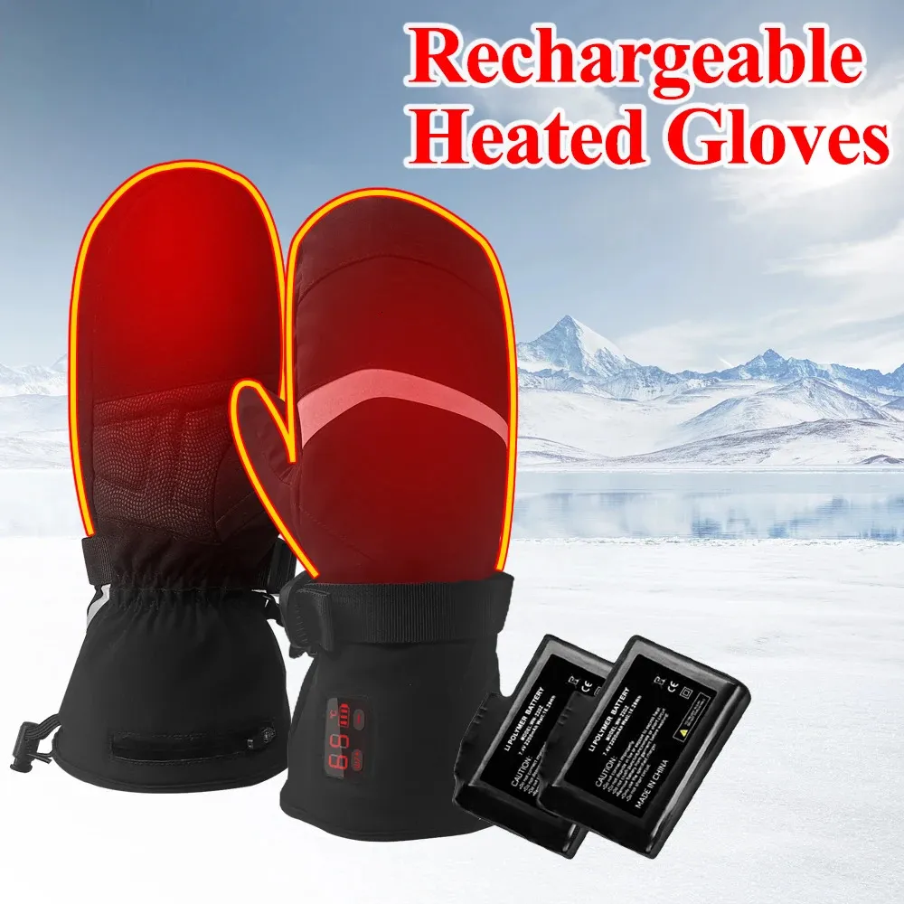 Gants de ski Batterie rechargeable électrique Gants de ski de neige Chauffe-mains Gants de moto pour le travail en plein air d'hiver Cyclisme Course à pied Ski 231116