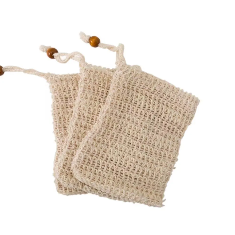 Borse a rete esfolianti Custodia per doccia Massaggio per il corpo Scrubber Borsa per sapone in ramiè organico naturale Sisal Saver Bath Spa Schiuma con coulisse C19