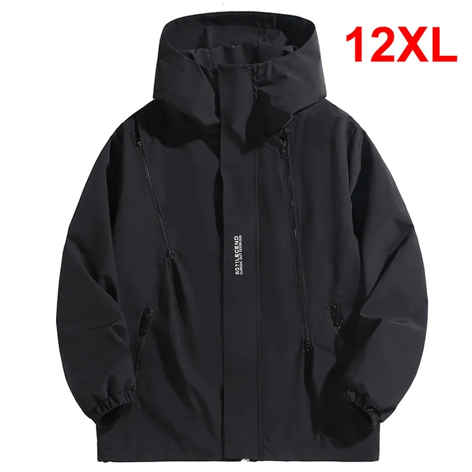 Herenjassen 10XL 12XL Plus Size Windjack Heren Waterdichte jas Effen Kleur Zwart Windjack Jassen Heren Big Size Outdoor Bovenkleding 231116