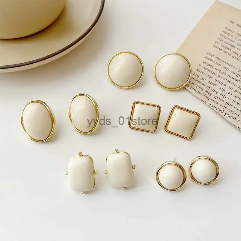 Geometric Acrylic Metal Earrings For Women White Summer Fashion