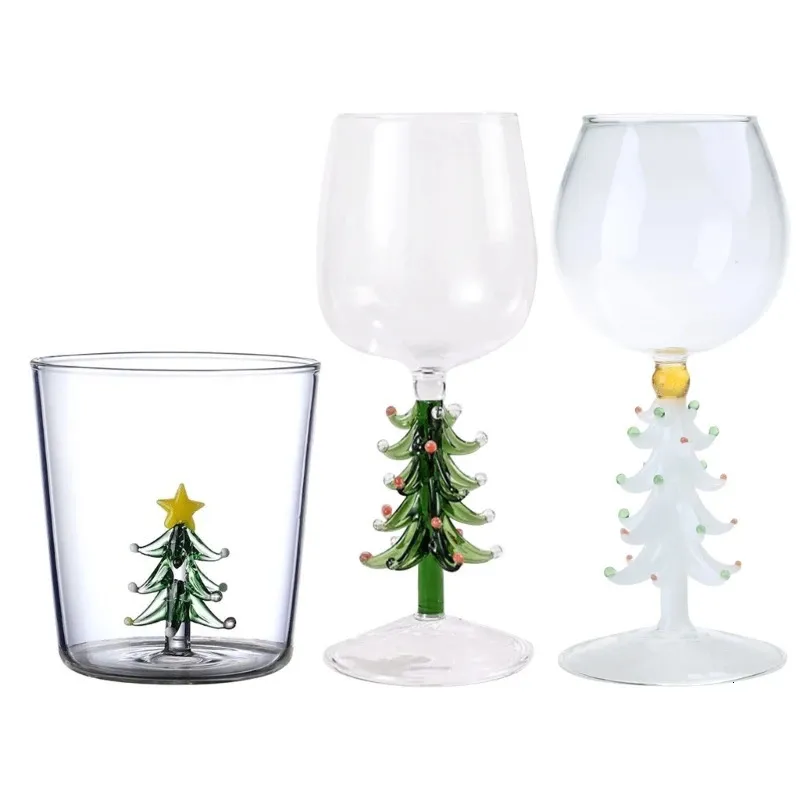 Tazze eleganti bicchieri da vino di Natale tazza di vetro albero decorativo per bere regalo di festa 231116