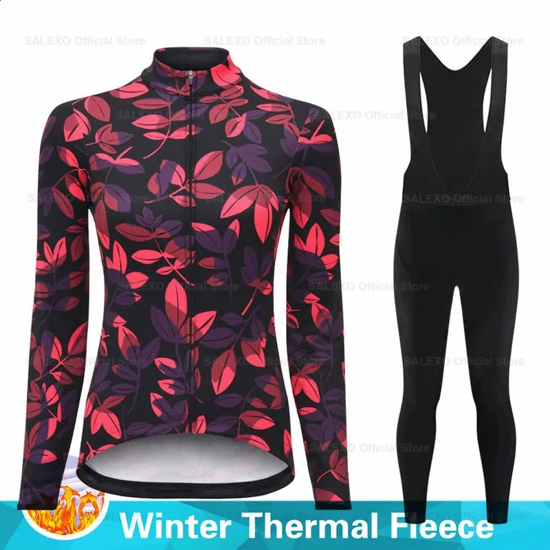 Cycling Jersey Sets Warm Winter Thermal Fleece Cycling Clothes Women Jersey Suit Outdoor Bike MTB Clothing Bib Pants Set Ropa Maillot Ciclismo 231115
