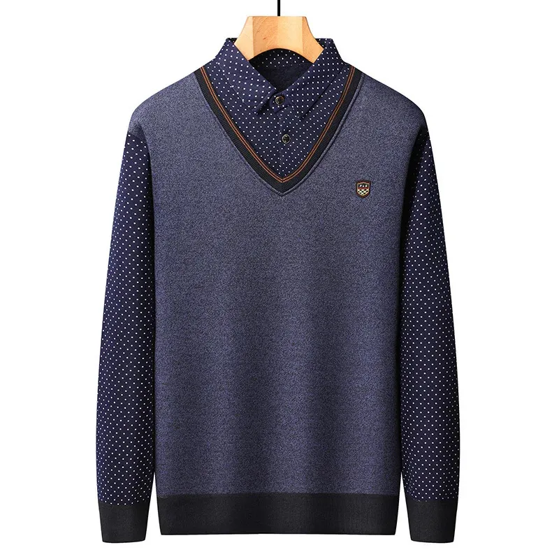 Maglioni da uomo Pullover con colletto Polo a maniche lunghe Abbigliamento Vintage Smart Casual lavorato a maglia in pile caldo freddo camicetta 231116