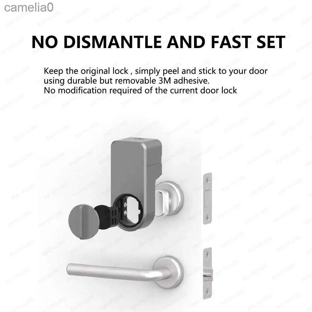 Smart Lock RAYKUBE A1 Pro Max Tuya BEL Conjunto de fechadura inteligente com controles remotos / teclado / chave inteligente Tuya Desbloqueio remoto Trabalhe com Alexa Google AssistantL231116